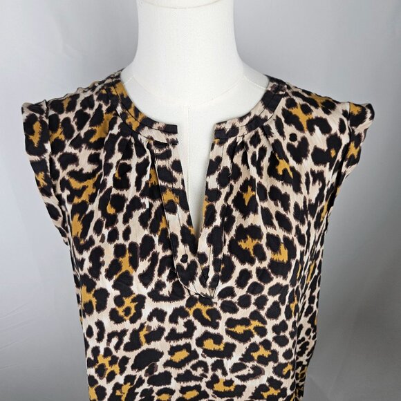 J. Crew Top Size 10 Silk Leopard Print Sleeveless Blouse Retro Y2K Office - Picture 2 of 10